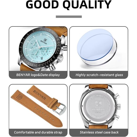 ⚡Watches for Men Analog Quartz Chronograph 30M Waterproof Luminous Elegant Gift - Picture 4 of 10